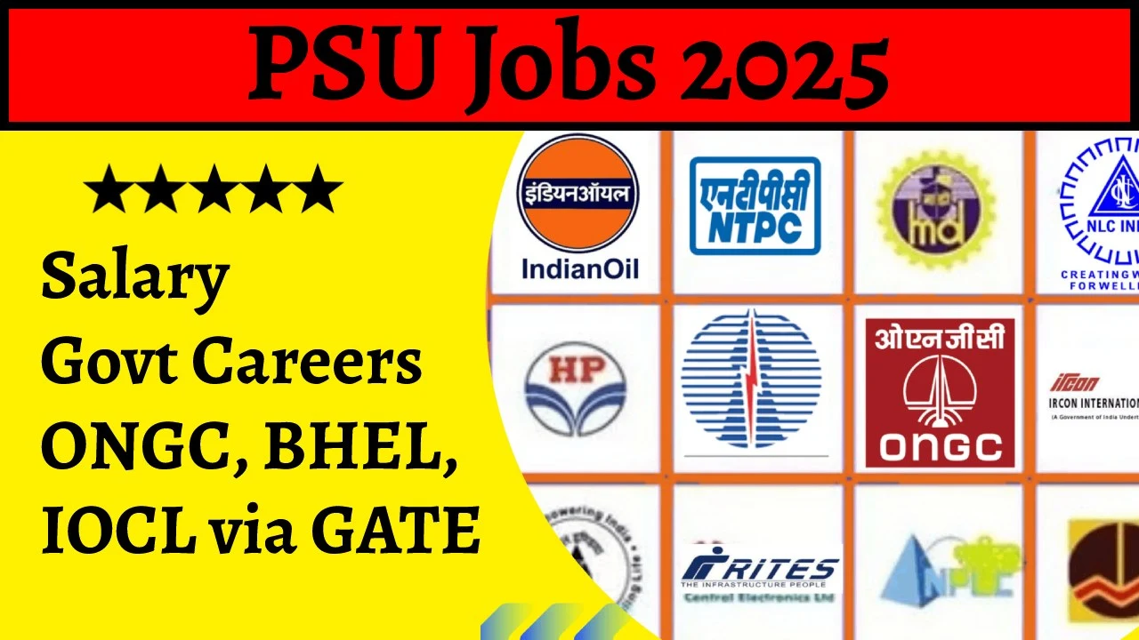 PSU Jobs 2025: High Salary Govt Careers in ONGC, BHEL, IOCL via GATE